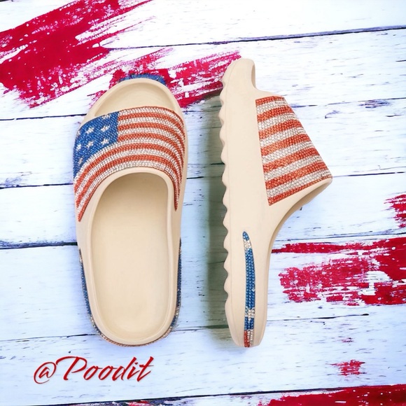 Super cute rhinestone patriotic slides sz 7, 8, 8.5 - Picture 3 of 8